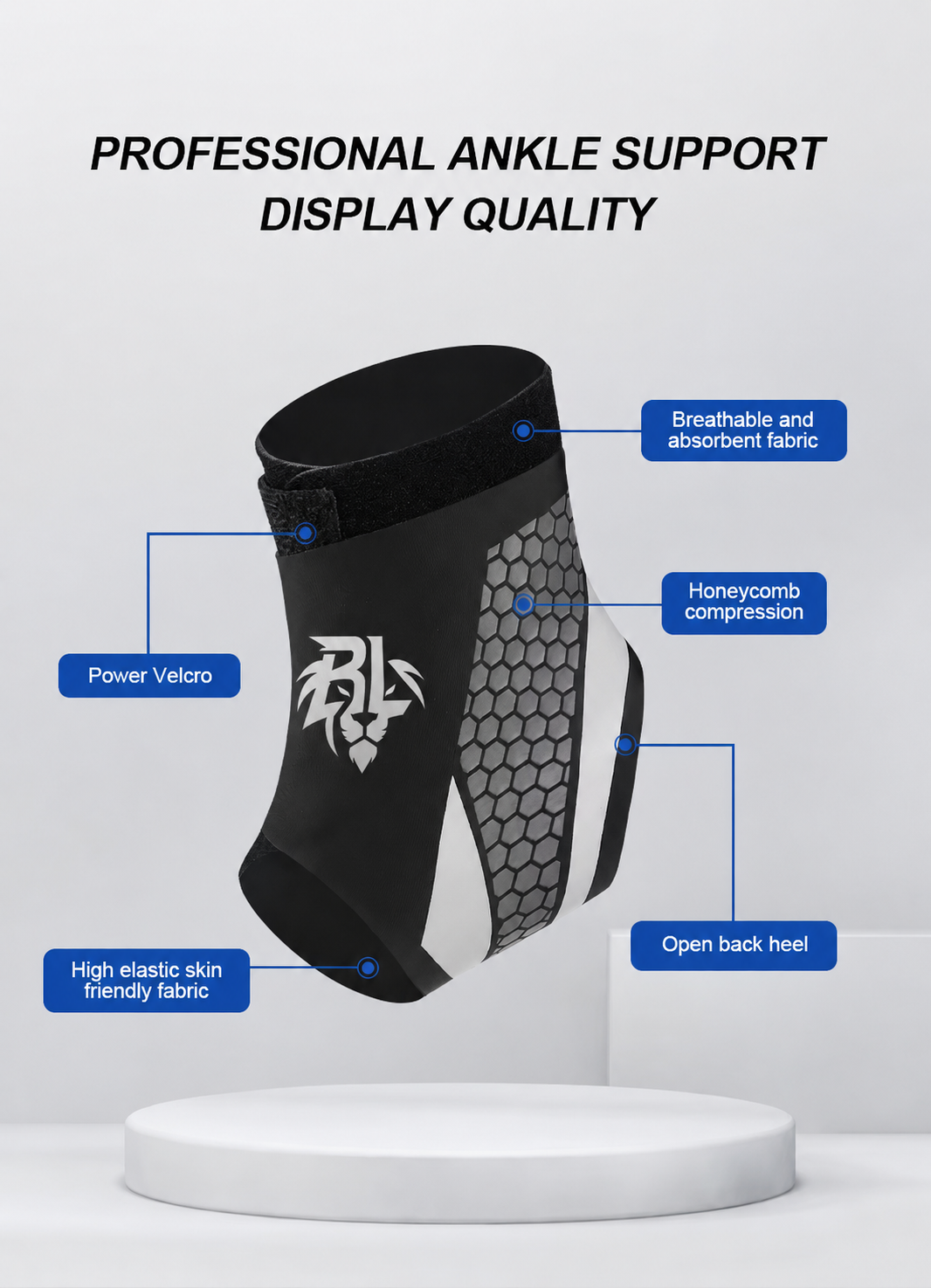 BraceLion Compression Ankle Brace (Grey)