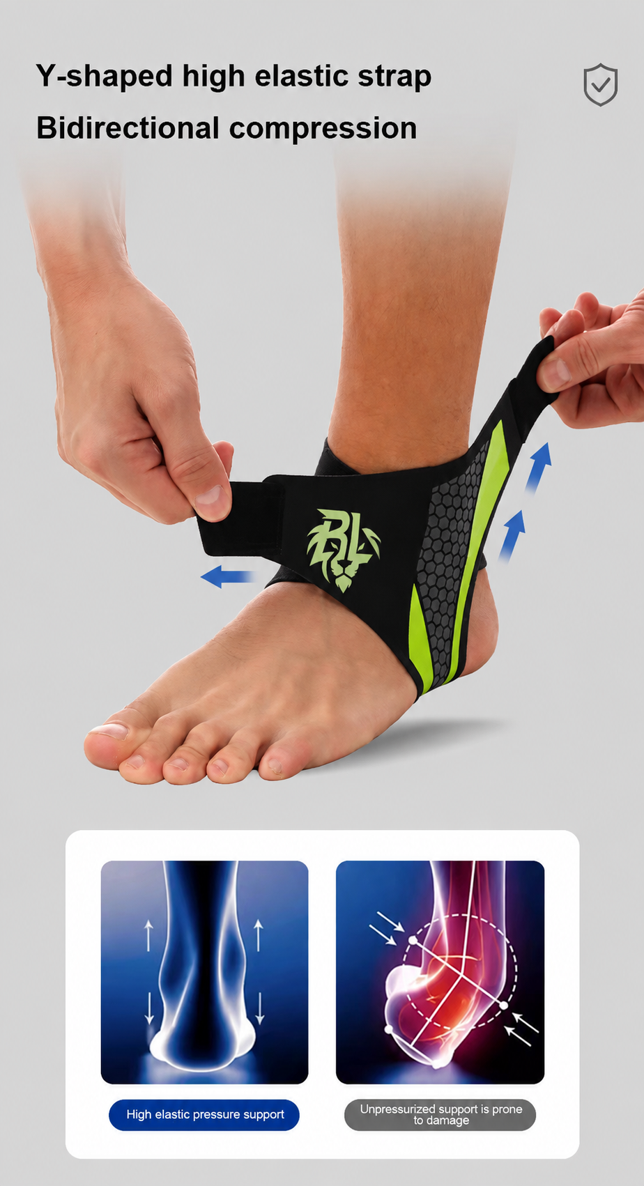 BraceLion Compression Ankle Brace (Grey)